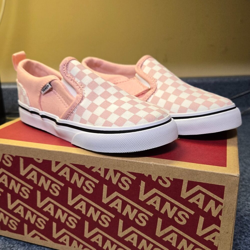 VANS Girls Toddler 10 Checkered Pink Slip-On Sneakers NEW!